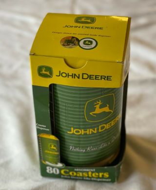 John Deere Tractor Silo Drink Coaster Dispenser And 80 Coasters