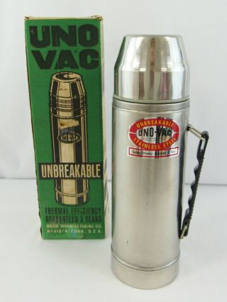 Vintage Uno - Vac 1 Quart Unbreakable Stainless Steel Thermos 270 - Ss