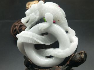 Chinese Exquisite Hand - Carved Wearing Jadeite Jade Pendant White Ancient Dragon
