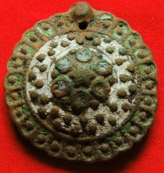 Ancient bronze rare buckle 13 - 14 century 2