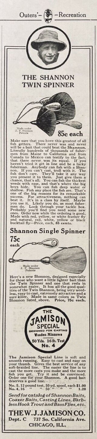 1924 Ad (xf6) W.  J.  Jamison Co.  Chicago.  The Shannon Twin Spinning Lures