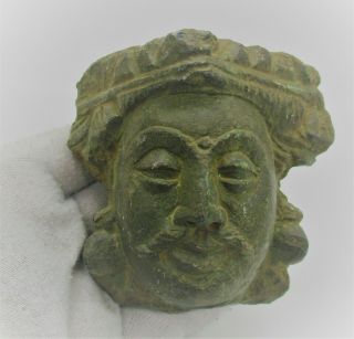 Ancient Gandhara Stone Schist Statue Fragment Head Of Male 200bc