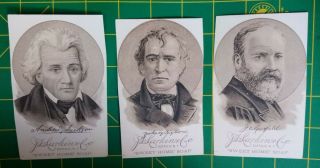 3 Presidents Old Trade Cards Larkin Sweet Home Soap Jackson • Taylor • Garfield