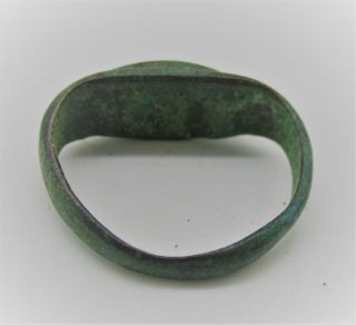 RARE ANCIENT ROMAN MILITARY BRONZE SEAL RING WITH GALLEY SHIP 3
