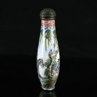 Chinese Exquisite Handmade Ancient people pattern Copper enamel Snuff Bottle 2