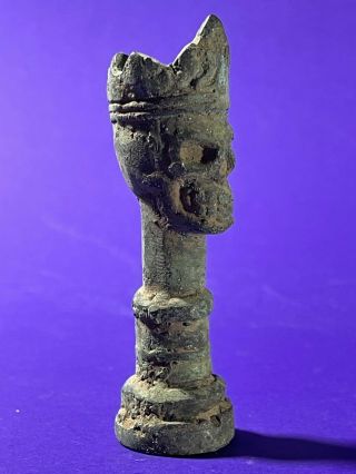 ANCIENT LURISTAN BRONZE IDOL STATUETTE OF CROWNED SKULL - GOTHIC - CIRCA 1000BC 2