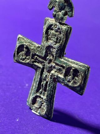 Ancient Byzantine Bronze Crusaders Cross Pendant Wearable 51mm