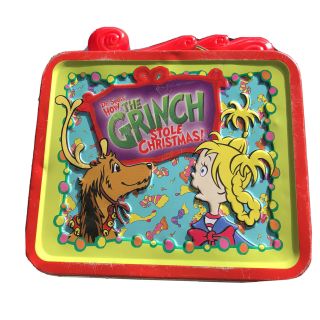 Vintage Dr.  Seuss How The Grinch Stole Christmas Collectible Metal Tin Lunch Box