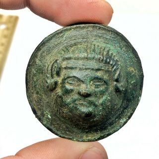 Ancient Or Medieval Anthropomorphic Bronze Artifact Jewelry Appliqué Old Button 2