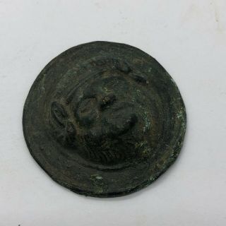 Ancient Or Medieval Anthropomorphic Bronze Artifact Jewelry Appliqué Old Button 3