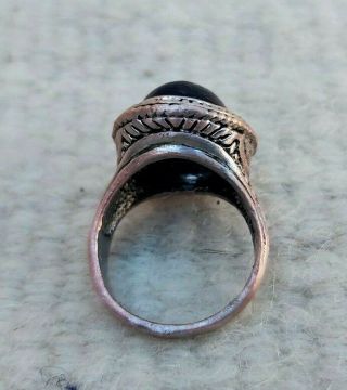 Rare Extremely Ancient Bronze Ring Viking Black Stone Artifact Bronze Authentic 3
