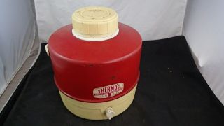 Vintage 1970s Thermos Picnic Water Jug Red/white 1 Gallon
