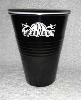 Collectible 2014 Captain Morgan Black Glass Cup Solo Style Hard Plastic