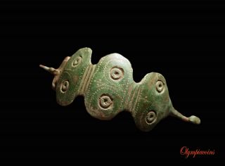 Outstanding Ancient Celtic Bronze Caterpillar Fibula,  3rd Century Bc.