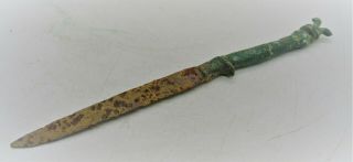 ANCIENT ROMAN BRONZE MEDICAL TOOL OR IMPLEMENT.  TWIN BIRDS 100 - 300 AD 2
