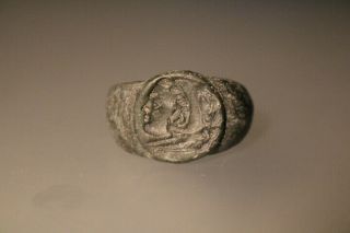 Ancient Interesting Greek Bronze Ring Alexander 1st - 4th Century Ad