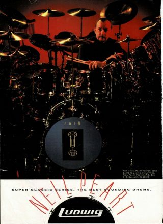 Ludwig Drums - Neil Peart Of Rush - 1994 Print Advertisement
