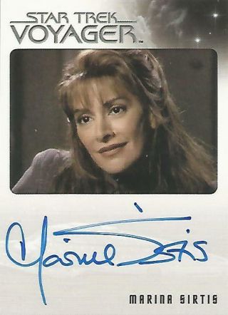 Star Trek Voyager Heroes & Villains: Marina Sirtis " Deanna Troi " Autograph Card