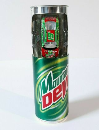 2001 Mountain Dew Can With Diecast Action Dodge 19 Nascar Car Inside Mt.  Dew