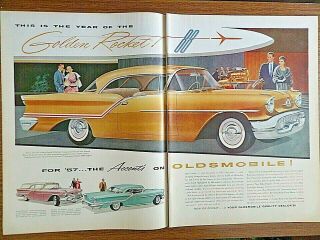 1957 Oldsmobile Ad The Year Of The Golden Rocket 88 Holiday Coupe