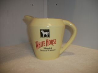 White Horse Scotch Whiskey Cream Color Pitcher