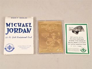 1996 Upper Deck Michael Jordan 22kt Gold Space Jam Card /5000 W/ Box &