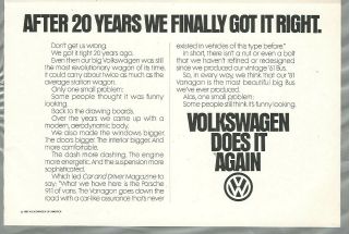 1981 VOLKSWAGEN VAN advertisement,  1961 VW bus & 1981 VW Vanagon print ad 3
