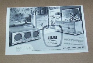 1950 Print Ad - Albert Modern Designed Furniture Shelbyville Indiana Advertising