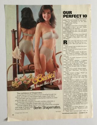 Berlei Shapemates Underwear Strapless Bra & Hi Cut Brief Vintage Print Ad 1981