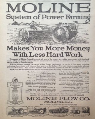 1919 Ad (xe14) Moline Plow Co.  Moline Universal Tractor And Seeding Drill
