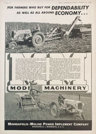 1946 Ad (xf18) Minneapolis - Moline Power Implement Co.  M - M Huskors And Harvesters