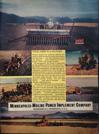 1947 Ad.  (xd8) Minnespolis - Moline Power Implement Co.  " Your Farm Is Your Factory "