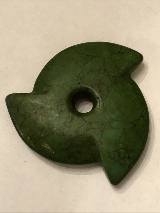 Ancient China Hand Carved Green Jade Stone Mace Head