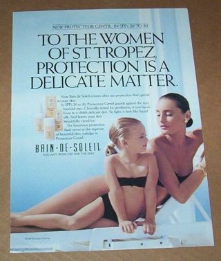 1989 Print Ad Pg - Bain De Soleil Cute Little Girl Bikini Suntan Sun Advertising