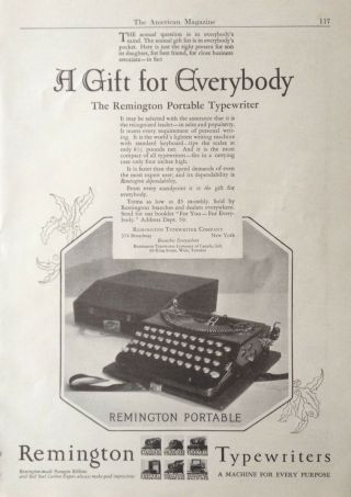 1923 Ad (j30) Remington Typewriter Co.  Broadway,  Nyc.  Remington Portable