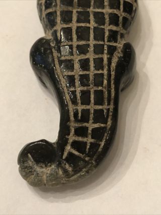 Ancient China Hand Carved Black Jade Stone Alligator/Crocodile Pendant/Figurine 2