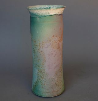 Signed Tony Evans Pottery Ancient Sands Vintage Raku Vase - Pastel Wave