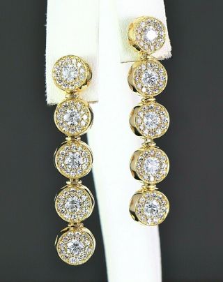 $42,  000 Vintage Rare Bvlgari 18k Yellow Gold Diamond Halo Dangle Drop Earrings