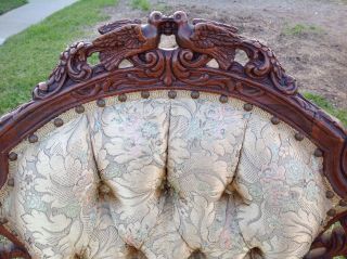 Vintage Wooden Carved French Sofa And Couch Kidney Style 5