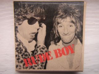 Vintage Rod Stewart Faces & Mick Jagger Rolling Stones Rude Boy Pin Badge Button
