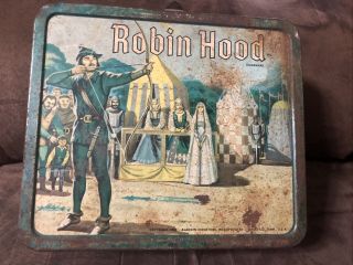 1956 Aladdin Industries Robin Hood Lunch Box No Thermos