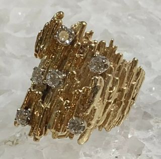 Estate Vintage 14k Yellow Gold Diamond Cluster Ladies Ring Heavy Size 5