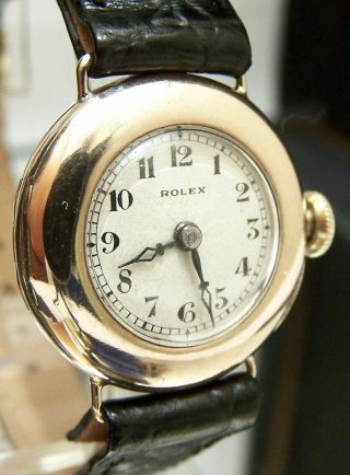1924 Rolex Extra Prima Antique Vintage Watch In Solid Gold Minty Dial