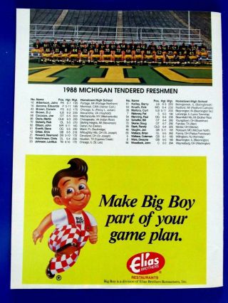 Elias Big Boy Michigan Regional 1988 Print 1/2 Page Ad 5 X 6 "