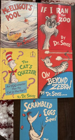 Set Of 5 Dr Seuss Books The Cats Quizzer If I Ran The Zoo Scrambled Eggs Vintage