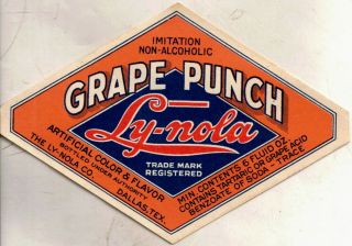 Early 1900s Soda Pop Bottle Label Frorgrape Punch Ly - Nola From The Ly - Nola Co.  D