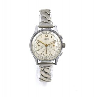Vintage Gents Hugex Triple Chronograph Wristwatch Valjoux 72 Movement Stainless