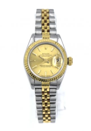 Vintage Ladies Rolex Datejust 69173 Wristwatch 18k Gold Stainless Steel C1995