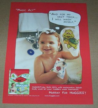 2005 Print Ad Page - Huggies Cute Little Girl Bath Bathtub Advert Advertising