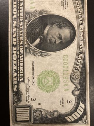 Vintage 1934 Philadelphia $1,  000 One Thousand Dollar Bill. 4